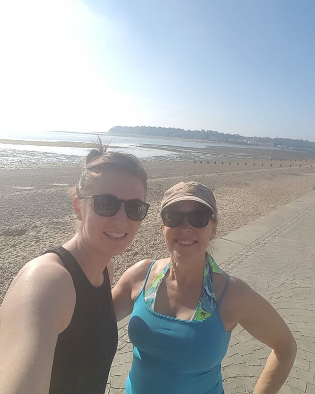 at the beach with trainer Chloe.

On my fitness regime and shoulder injury rehab with trainer Chloe on the beach. 
What a beautiful place to work out in the morning.