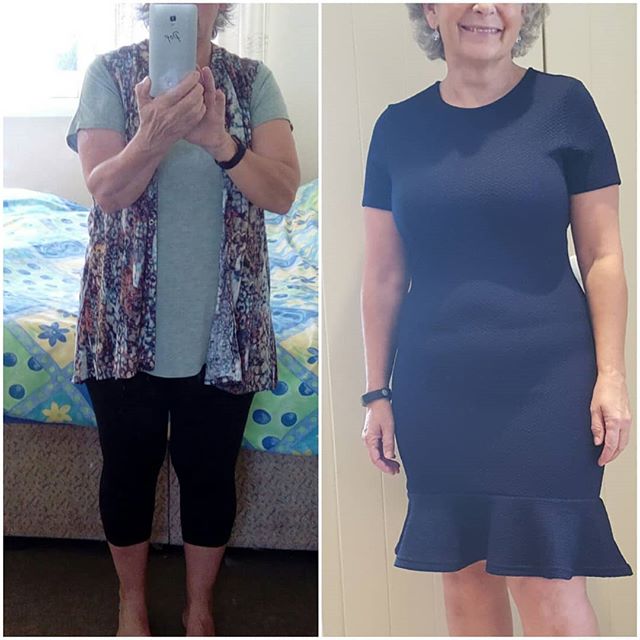 A client wardrobe makeover. 
This client was 5'2 tall and needed smart day to evening outfits to wear. This is one of the before and after pix. Everything she had in her wardrobe was baggy and worn to be layered to hide her body shape.
I want my clients to be proud of their bodies and wear clothes that flatter making them feel and look their best.