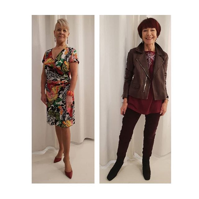 2 more of my age 50plus ladies Styled by me for the @lookfabforever TV commercial. "Act the age you feel" is the look on the left and
"No olds barred" on the right.
When you reach age 50 and beyond don't become invisible by dressing to fade into the background.
Be bold with colour and design but always dress to flatter your bodyshape.
.
.
. .