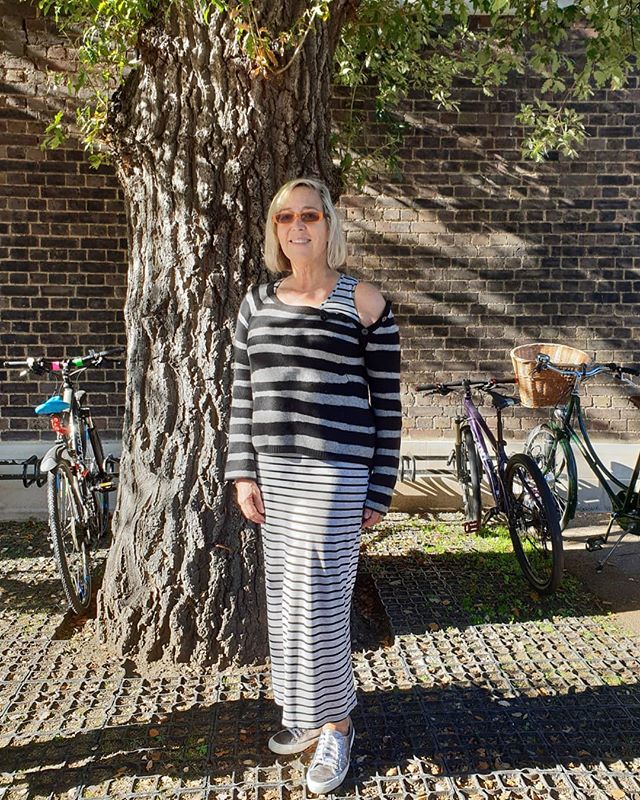 Today's Stripes. 
Sloppy, Sunday comfy dressing. .
My posts are always non-filtered and exactly how I look that day. .
It shouldn't be necessary to filter, Facetune, or create a social media enhanced perfect version of yourself. .
NO celebrity or client I have ever styled or dressed for the Red Carpet has had a perfect body or skin.  You can always aspire to be the best version of yourself but your imperfections are what make you unique.
.
Be confident enough in your own self-image and body-image to not judge or compare yourself to others, especially others' fitered Instagram posts. They're not real.
.
Tshirt dress: Primark
Sweater: Zadig and Voltaire 
Metallic trainers: Superga
Specs: People
.
.
.
.
.