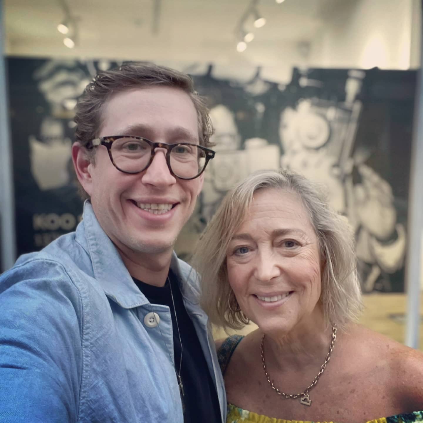 Night out with my son Rory @lord_snappington at the private view of Koo Stark's amazing black and white photography of celebrities @zarigallerylondon 
A must see. Would love to have bought one for my home - but run out of wall space.
.
Making the most of my last few weeks out and about - no crutches-  before my op.
.
.
.
@koo.stark